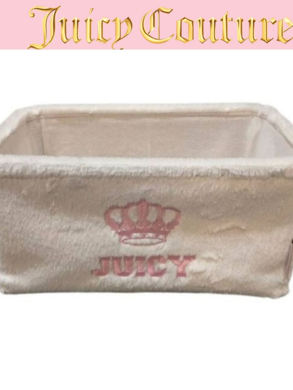 Juicy Couture Home JUICY Bold Crown Logo Velour Decorative Storage Basket